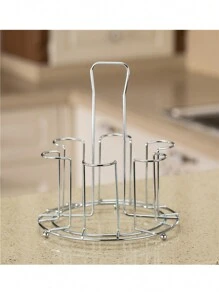 1 Pieza Portavasos De Diseño De Bandeja Para Vasos Y Vidrios, Almacenamiento De Drenaje Y Colgador De Tazas Para La Cocina Del Hogar - plata - Ver 6