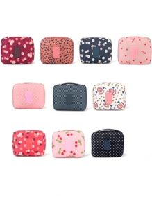 Large Capacity Waterproof Portable Organizer Bags Multi-Compartment Fashion Zipper Holder Boxes Multifunctional Bag Travel Accessories For Women RANDOM COLORS