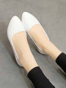 女性軟底工作鞋,適合長時間站立的舒適平底鞋,空姐鞋 - 白色 - 查看 3