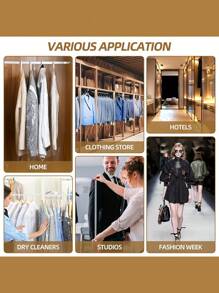 50 pezzi buste in plastica trasparente per lavaggio a secco, buste antipolvere per appendere gli abiti, adatte per uso domestico e negozio (60*90cm, 60*100cm, 60*120cm) (appendini non inclusi), organizer per scuola, insegnanti e studenti, organizer per armadi e cassetti, per camere da letto e armadi, per appendere vestiti, abiti, camicie e cappotti - Trasparente - Visualizzare 6