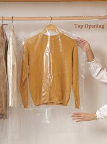 50 pezzi buste in plastica trasparente per lavaggio a secco, buste antipolvere per appendere gli abiti, adatte per uso domestico e negozio (60*90cm, 60*100cm, 60*120cm) (appendini non inclusi), organizer per scuola, insegnanti e studenti, organizer per armadi e cassetti, per camere da letto e armadi, per appendere vestiti, abiti, camicie e cappotti - Trasparente - Visualizzare 9