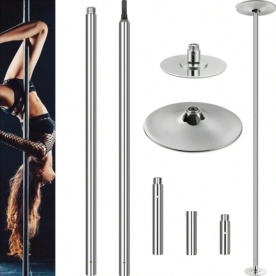 Pole Dance Pole | Static & Rotatable | 45 Mm Diameter | From 2.235 M To 2.745 M Height Adjustable - Silver - View 1
