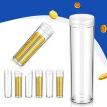 2pcs 25/27/30mm Coin Collection Tube, Round Clear Plastic Coin Holder Storage Case With Screw Lid - Clear - View 3