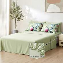 DJY 7 Pieces Beige Bed In A Bag Queen King Floral Comforter Set, Soft Seersucker Design All Season Microfiber Bedding Set Reversible Botanical Flowers Comforter, Sheets, Pillowcases & Shams - Sage Green - View 3