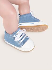 0-1 Year Old Baby Athletic Shoes, Soft Bottom, Spring & Autumn, Anti-Slip, Breathable, Suitable For 0-6 & 6-12 Months Unisex Fashionable Casual Canvas Shoes - Blue - View 4