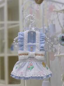 Custom Handmade Spring Dog Clothes, Cat Dress, For Yorkshire Terrier And Small Dogs - Blue - View 1