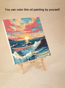 成人数码油画，丙烯颜料，简易成人数码油画，适合初学者，DIY数码油画，可作礼物或家居墙面装饰，尺寸：20英寸宽 x 20英寸长 / 30英寸宽 x 30英寸长 - 粉色 - 查看 7