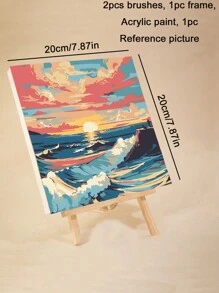 成人数码油画，丙烯颜料，简易成人数码油画，适合初学者，DIY数码油画，可作礼物或家居墙面装饰，尺寸：20英寸宽 x 20英寸长 / 30英寸宽 x 30英寸长 - 粉色 - 查看 4