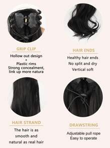 Ponytail Extension Claw 18" Curly Wavy Clip In Hairpiece One Piece A Jaw Long Pony Tails For Women
