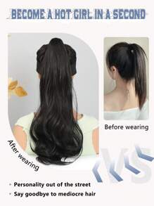Ponytail Extension Claw 18" Curly Wavy Clip In Hairpiece One Piece A Jaw Long Pony Tails For Women