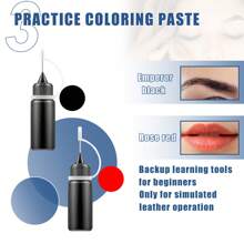 EELHOE Tattoo Practice Tools Eyebrow Tattoo Eyeliner Lip Tattoo Beginner Wipe Simulation Practice Leather Set - Apricot - View 9