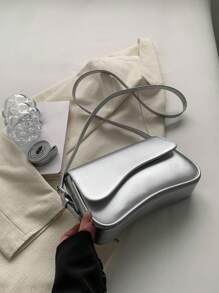 金屬質感翻蓋包 - 銀色 - 查看 6