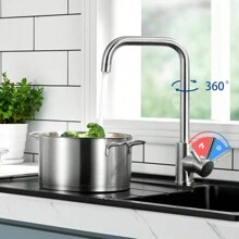 CECIPA Low-Pressure Kitchen Tap, Sink Mixer, Stainless Steel Tap, Suitable For Boilers - Silver - View 3