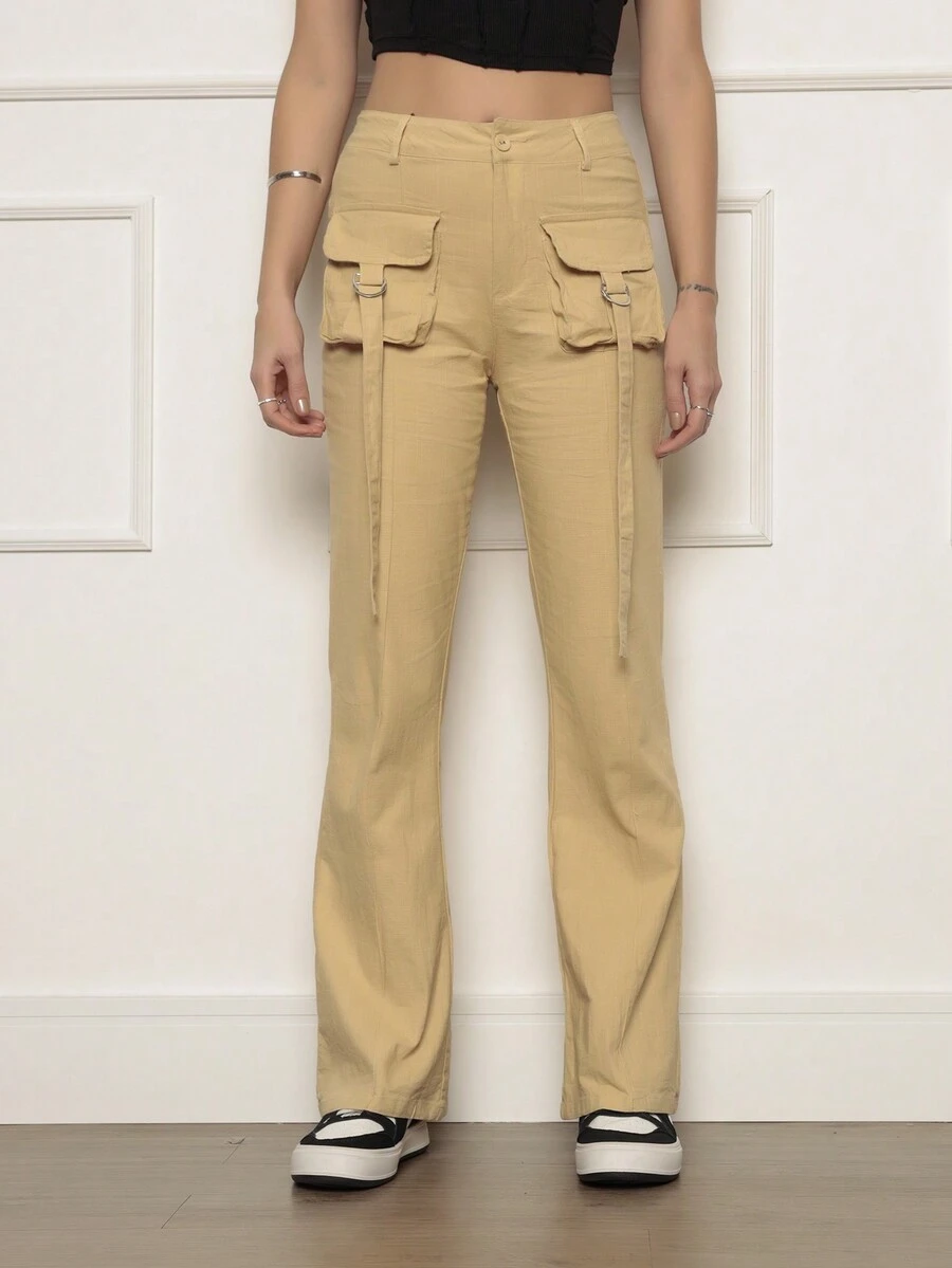 Women Pants - 米色 - 查看 1