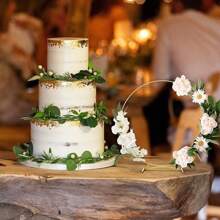 金色金屬花環,帶木質底座,用於婚禮派對桌面中心裝飾,人工花圈diy製作 - 金色 - 查看 2