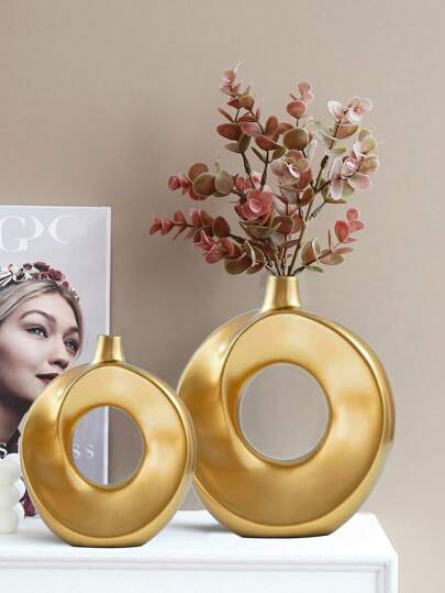 1 件创意简约甜甜圈形花瓶、家居装饰品、婚礼装饰、中心装饰、桌面装饰、派对