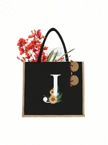 Túi xách màu đen in chữ 1 chiếc với thiết kế viền vải lanh màu vàng, đơn giản và hào phóng, quà tặng ngày lễ tình nhân, túi quà cưới cá nhân cho phù dâu nữ, túi trang điểm, túi lưu trữ du lịch đơn giản, ví mỹ phẩm màu trơn, túi trang điểm du lịch sức chứa lớn: Rất thích hợp cho hoạt động ngoài trời Sắc đẹp! Thích hợp cho đám cưới, bãi biển và ngày lễ, đây là một món quà tuyệt vời cho phụ nữ, mẹ, giáo viên, bạn bè và phù dâu. Túi lớn thích hợp cho học sinh, sinh viên đi học trở lại và giáo viên. Nó là - màu đen - Xem 11