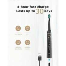 Fairywill 2 Packs Electric Toothbrush For Adult, Dual Sonic Toothbrushs Kit With 2 Travel Case 5 Modes Rechargeable Smart Timer IPX7 Waterproof, Black And White