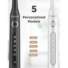 Fairywill 2 Packs Electric Toothbrush For Adult, Dual Sonic Toothbrushs Kit With 2 Travel Case 5 Modes Rechargeable Smart Timer IPX7 Waterproof, Black And White