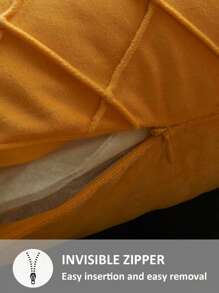 1 Funda De Almohada De Terciopelo Holandés Con Patrón De Diamante Con Pliegues, Diseño Geométrico Rectangular Sólido, Suave Y Resistente Al Color - Amarillo - Ver 4