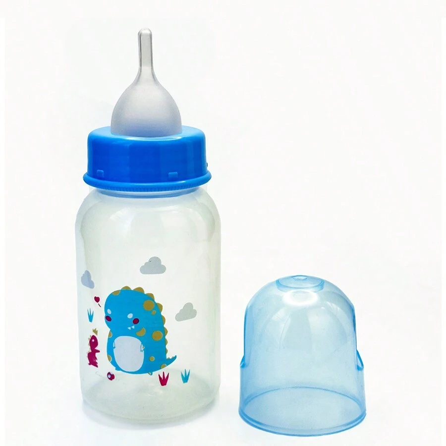 1pc 125ml Standard Caliber Straight Baby Milk Bottle Made Of Pp Material, Anti-Fall Design For Pets - Blue - View 1