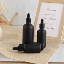 2 piezas Botella cuentagotas vacía de vidrio negra para aceites esenciales, aromaterapia líquida de 10ml/20ml/30ml para masaje, pipeta rellenable
