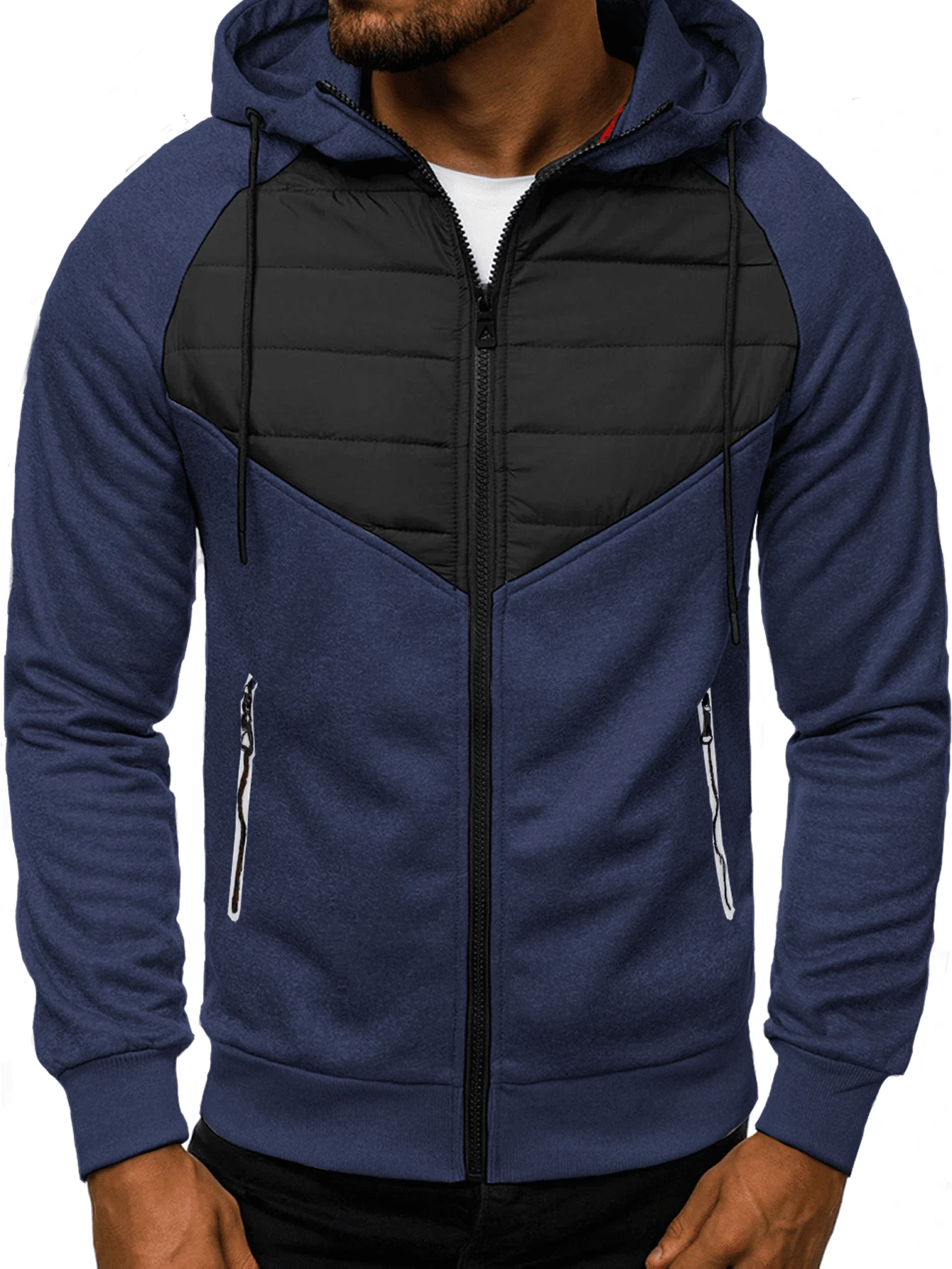 Shendy Vendy Men's Sweatshirt With Sports Hood With Zipper Hoodie - 霧霾藍 - 查看 1
