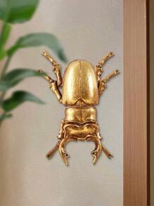 1pc Creative Golden Insect Wall Decoration, Resin Dung Beetle Style Home Decor Craft For Insect Lovers, Great For Family Parties & Insect Exhibits - Gold - View 4