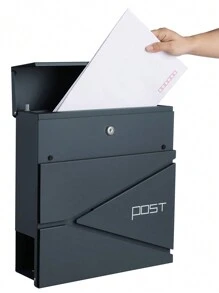 SONGMICS Wall Mounted Post Box With Newspaper Holder, Keys, Easy To Install, Modern Design, Charcoal Grey - Dark Grey - View 7