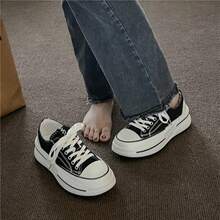 2024 Hàng mới đến Của phụ nữ Giải trí Và Giày thể thao , Thoáng khí , , Bằng phẳng Hoặc Dày Đáy , Lace-up Khép kín - màu đen - Xem 3