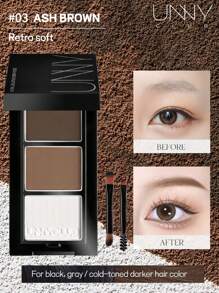 unny club 哑光眉粉、眼影盘、轻盈、顺滑、持久、防水防汗、带镜子、自然渐变、轮廓和眉粉盘 - 03 煙灰棕 - 查看 2