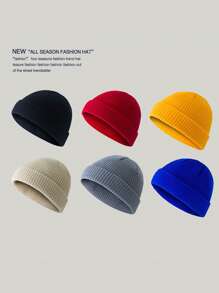 1 件韩式无檐便帽，复古圆顶保暖短针织帽，冬季柔软套头帽，送给朋友、家人、恋人的最佳礼物，适合派对、通勤、旅行秋季装