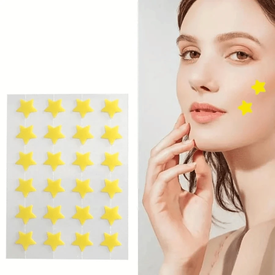 24入組日常用黃色星形貼紙，創意臉部貼紙，DIY臉部裝飾戶外派對娛樂裝飾用品，多功能臉部裝飾配件 - 黃色 - 查看 1
