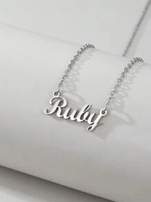 1 Peça Pingente Colar De Aço Inoxidável Dourado E Prateado Com Letra Em Inglês, Colar Fashion Simples E Versátil Para Homens E Mulheres(no Máximo 1 Nome Em Inglês)