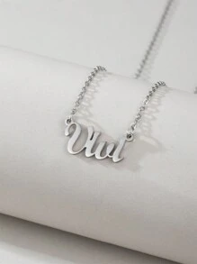 1 Peça Pingente Colar De Aço Inoxidável Dourado E Prateado Com Letra Em Inglês, Colar Fashion Simples E Versátil Para Homens E Mulheres(no Máximo 1 Nome Em Inglês)
