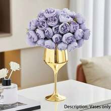 Unique Goblet Shaped Glass Flower Vase For Living Room, Dining Room, Study Room, Bar Decoration - Gold - View 3