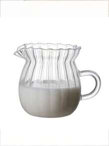 Striped Milk Pot, Narrow Spout Milk Jug, Espresso Glass Milk Cup, Milk Jug Resistant To High Temperature Syrup Adding Cup, Small Milk Cup - Clear - View 7