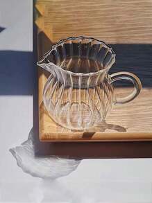 Striped Milk Pot, Narrow Spout Milk Jug, Espresso Glass Milk Cup, Milk Jug Resistant To High Temperature Syrup Adding Cup, Small Milk Cup - Clear - View 8