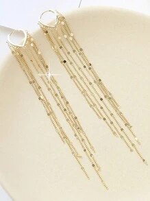 1pair Luxury Chain Metal Tassel Drop Earrings For Women Wedding Dresses Jewelry Valentine's Day Gift Elegant Party Halloween
