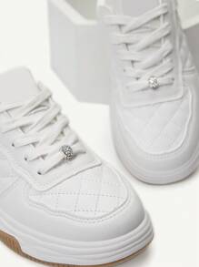 2pcs Sparkling Rhinestone Shoelace Decoration Beaded Shoe Clips For Sneakers & Sports Shoes - Silver - View 1