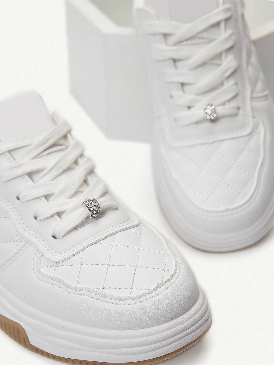 2pcs Sparkling Rhinestone Shoelace Decoration Beaded Shoe Clips For Sneakers & Sports Shoes - Silver - View 1