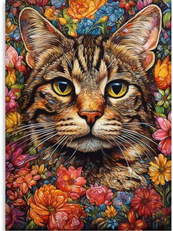 Pintura Por Números Para Adultos Sobre Lienzo, Pintura Por Números De Gato Para Adultos, Kits De Pintura Por Números Para Adultos Para Decoración De Habitaciones, Regalo Ideal 15.7*19.7 Pulgadas Sin Marco (40x50cm)