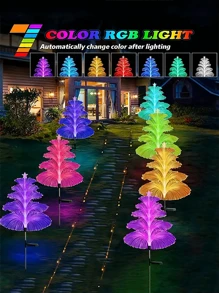 4/3/2/1入組太陽能聖誕樹戶外裝飾燈,太陽能聖誕樹花園防水燈,變色太陽花燈庭院路徑草坪露台室外裝飾燈 - 白色 - 查看 10