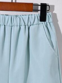 Vihyde Tween Boy Coconut Tree Ombre Striped Print Round Neck Short Sleeve T-Shirt & Shorts Set, Casual Holiday Outfit - Mint Blue - View 7