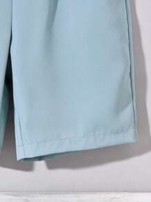 Vihyde Tween Boy Coconut Tree Ombre Striped Print Round Neck Short Sleeve T-Shirt & Shorts Set, Casual Holiday Outfit - Mint Blue - View 6