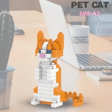 1 件微型 DIY 积木宠物猫模型，适合 6 岁及以上儿童，桌面装饰，精美礼物房间装饰，猫咪微型，三色猫，微型猫