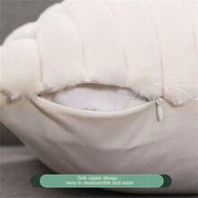 1pc Khaki Color Rabbit Fur Stripe Pattern Throw Pillow Cover Without Pillow Core, Solid Faux Rabbit Fur Plush Cushion Cover, Suitable For Sofa Cushions, Car Pillows, Decorative, Warm For Winter - Khaki - View 5