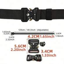 黑色金属扣男士皮带 多功能帆布男士皮带 尼龙皮带 - 黑色 - 查看 2