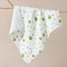 1pc 6-Layer Cartoon Baby Bath Towel/Blanket, Unisex Design For 0-2 Years Old, High Absorbent, Soft, Skin-Friendly And Suitable For All Seasons, Versatile For Bathroom Use, Sleep, Outing And Different Purposes - Avocado - View 1