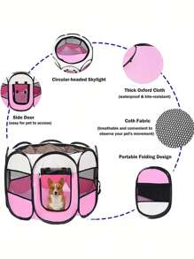 Multifunctional Portable Folding Simple Pet Dog Playpen House - 粉色 - 查看 6